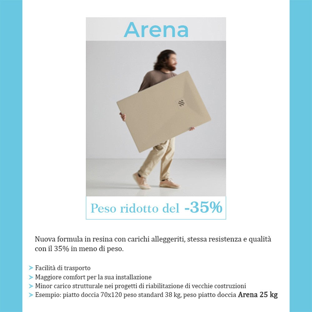 Piatto doccia 70x120 in marmoresina beige Arena completo di kit scarico