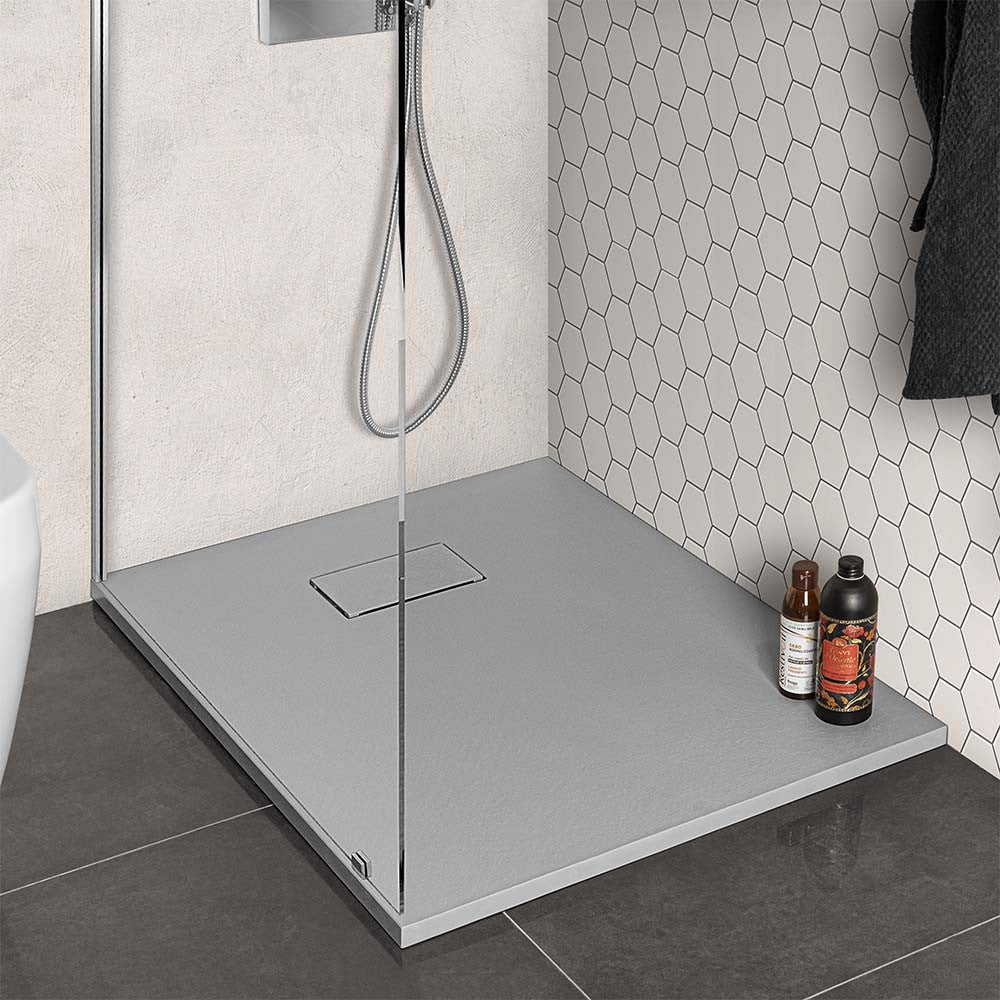 Piatto doccia 70x90 in resina grigio effetto pietra serie AgorÃ 