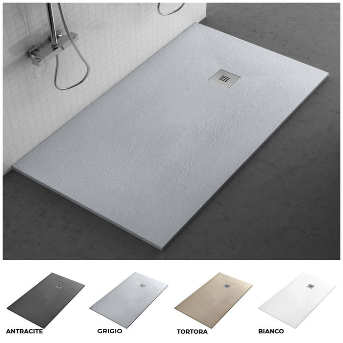 Piatto doccia 70x90 Karen in resina riducibile effetto pietra grigio