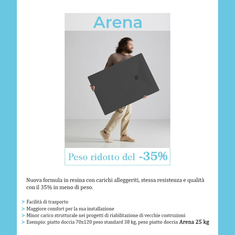 Piatto doccia 80x100 in marmoresina antracite Arena completo di kit scarico