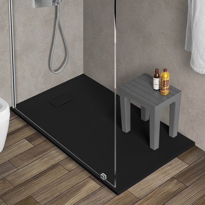 Piatto doccia 80x120 in resina nero effetto pietra riducibile AgorÃ 