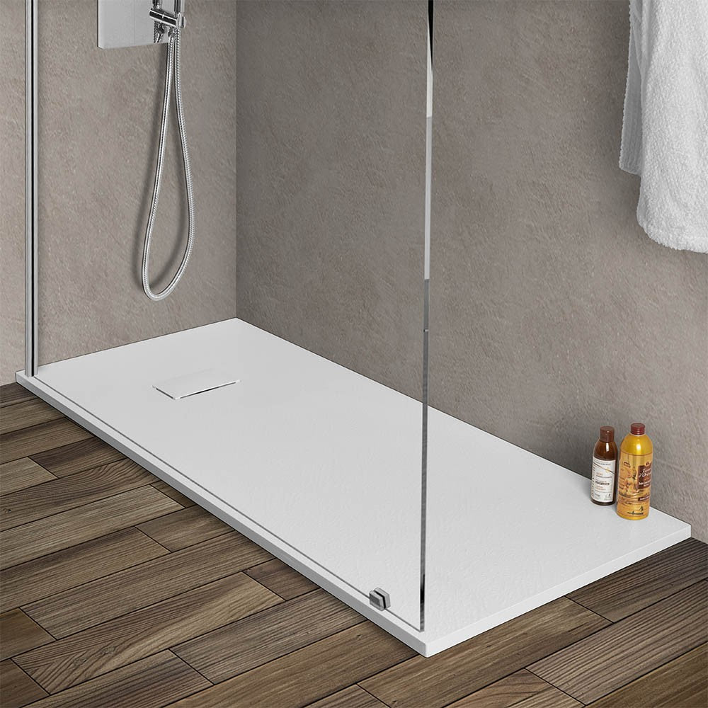 Piatto doccia 80x150 in resina bianco effetto pietra riducibile AgorÃ 