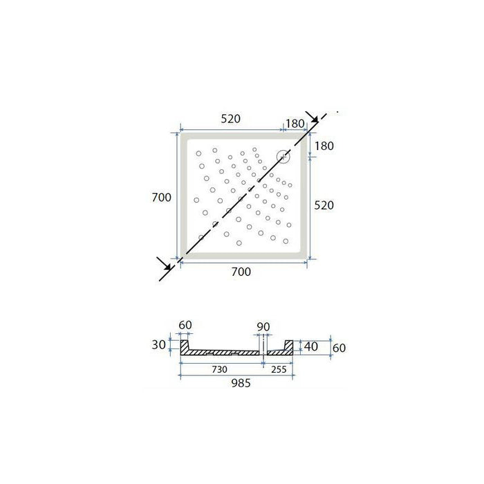 Piatto doccia 76x76 cm mr flat quadrato cod 82427