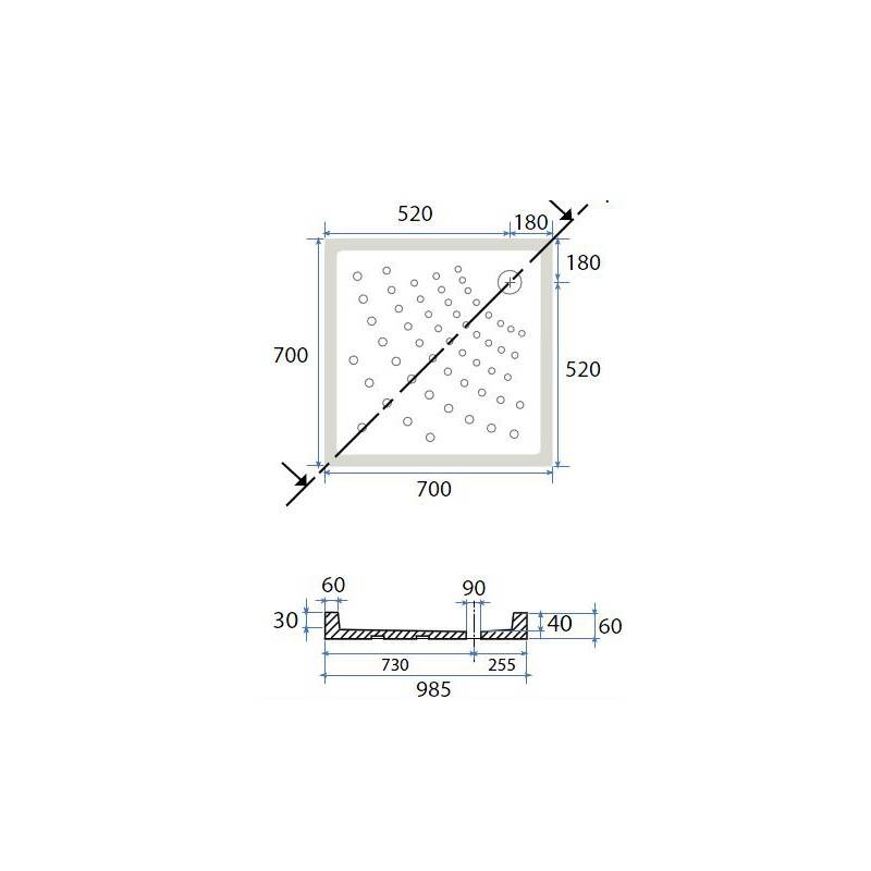 Piatto doccia 76x76 cm mr flat quadrato cod 82427