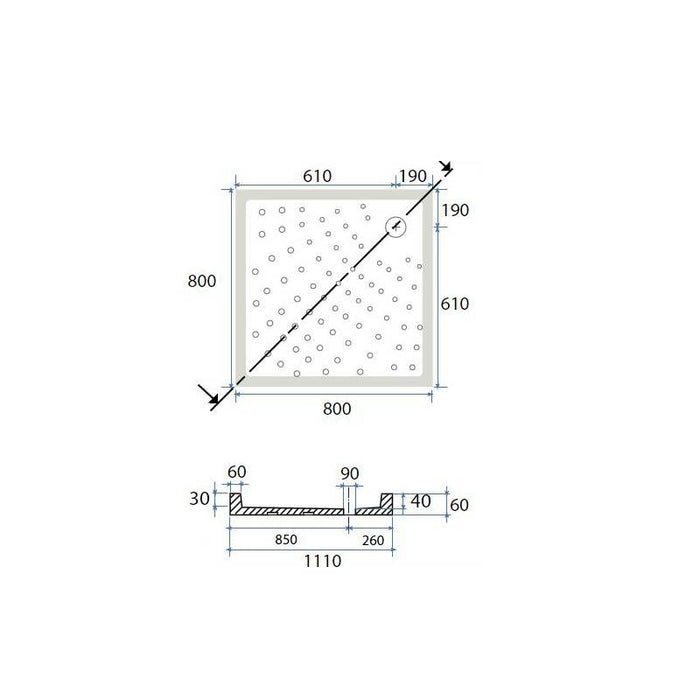 Piatto doccia 76x76 cm mr flat quadrato cod 82427