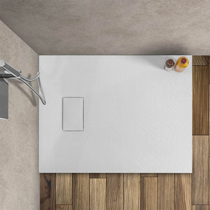 Piatto doccia 90x90 cm bianco effetto pietra in resina riducibile AgorÃ 