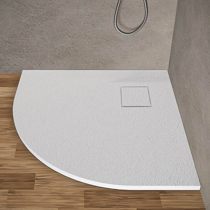 Piatto doccia 90x90 semicircolare bianco pietra in resina riducibile AgorÃ 