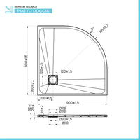 Piatto doccia 90x90 semicircolare bianco pietra in resina riducibile AgorÃ 