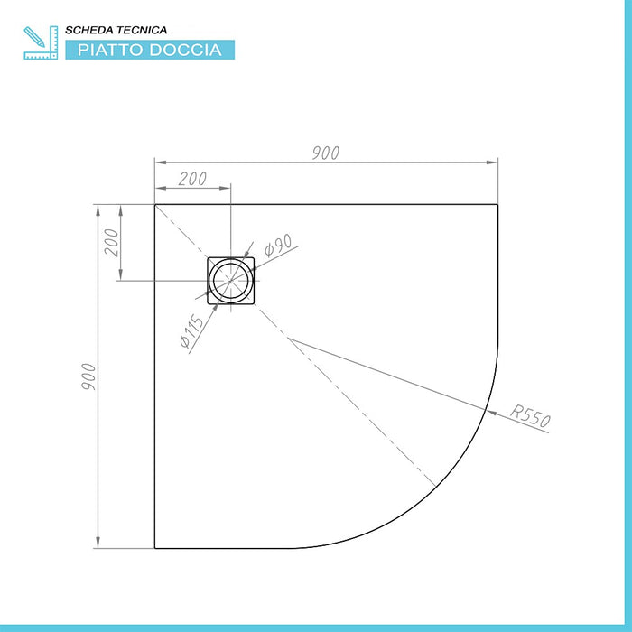 Piatto doccia 90x90 semicircolare resina bianco pietra filo pavimento Loren