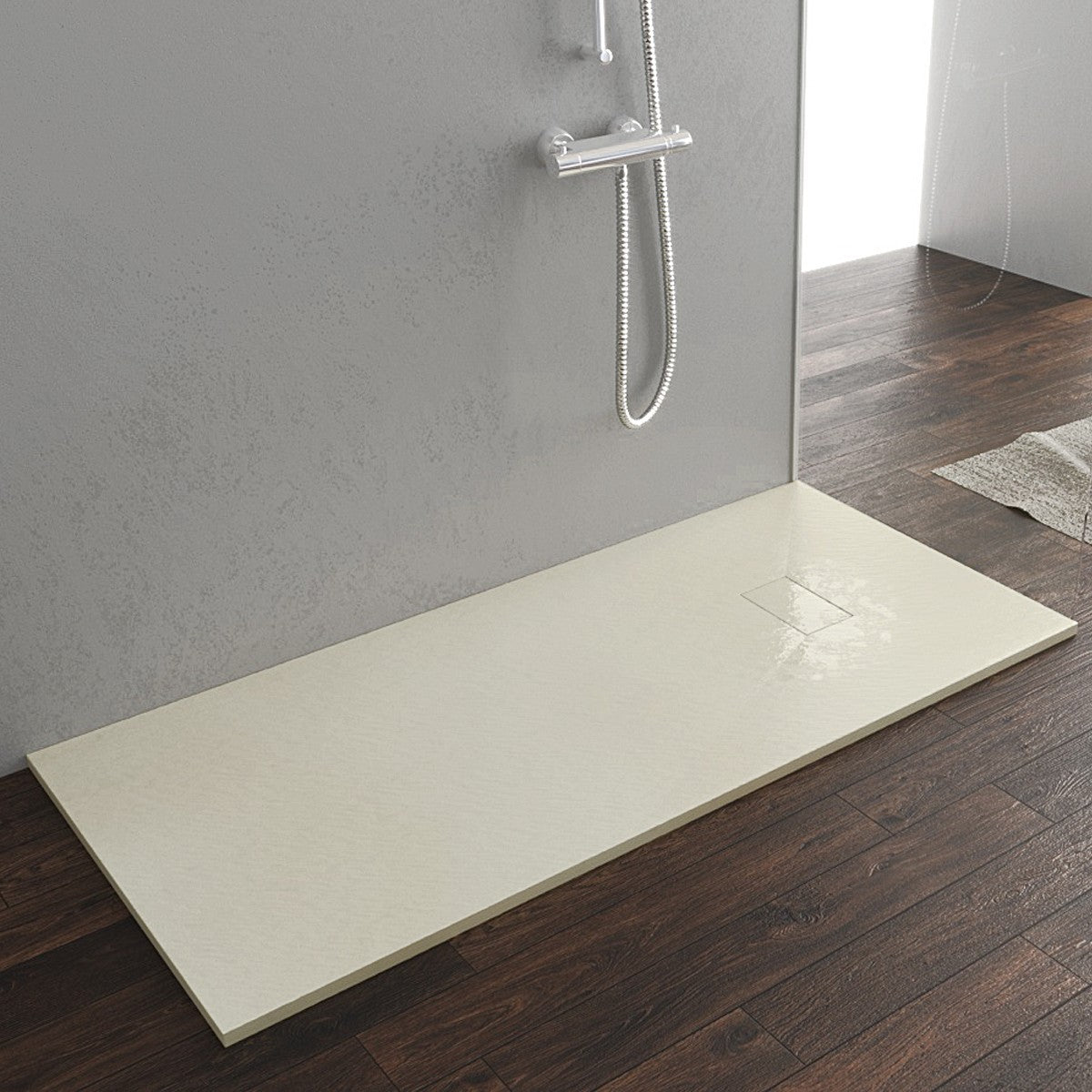 Piatto doccia acrilico beige effetto pietra ultraslim altezza 2,6cm, dimensioni 70x120