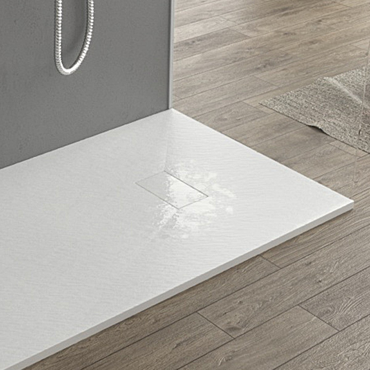 Piatto doccia acrilico bianco effetto pietra ultraslim altezza 2,6cm, dimensioni 80x120