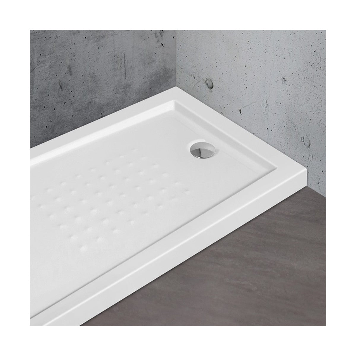 Piatto doccia acrilico bianco scarico incluso ultraslim altezza 5.5cm, dimensioni 140x70