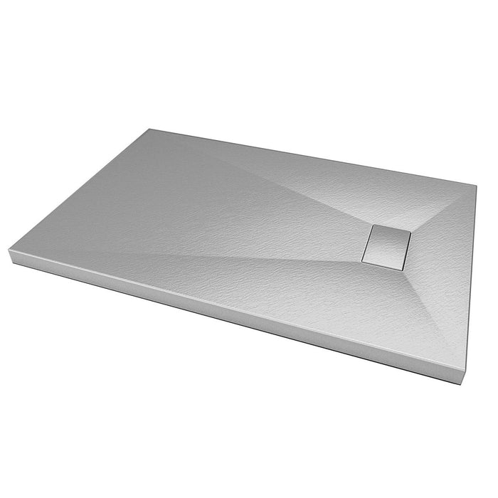 Piatto doccia acrilico grigio effetto pietra ultraslim altezza 2,6cm, dimensioni 100x100