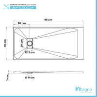 Piatto doccia 70x90 filo pavimento serie AgorÃ  bianco effetto pietra