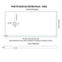 Piatto doccia bianco in marmoresina con griglia in tinta star passion, misura 70x160