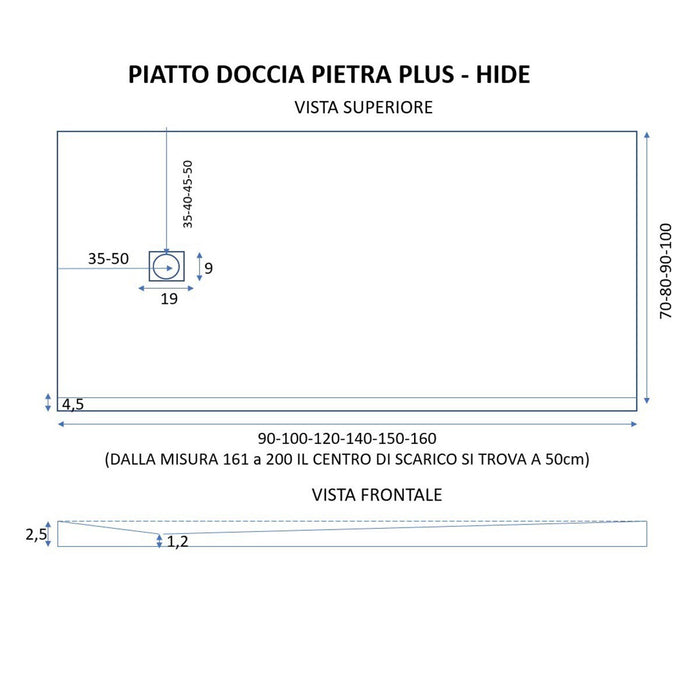 Piatto doccia bianco in marmoresina con griglia in tinta star passion, misura 80x170