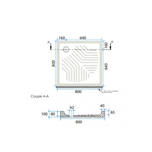 Piatto doccia ceramica quadrato colore bianco h10cm, dimensioni 90x90