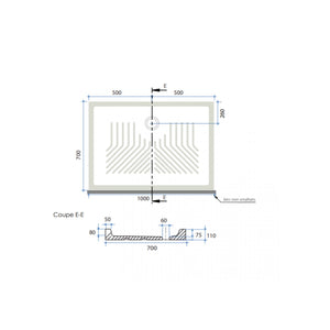 Piatto doccia ceramica rettangolare colore bianco h10cm, dimensioni 120x80