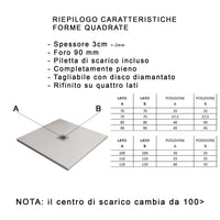 Piatto doccia in marmo resina bianco pietra cemento plus, misura 75x80