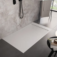 Piatto doccia in marmo resina bianco pietra cemento prestige, misura 80x110