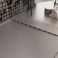 Piatto doccia in marmo resina grigio chiaro pietra cemento prestige, misura 70x190