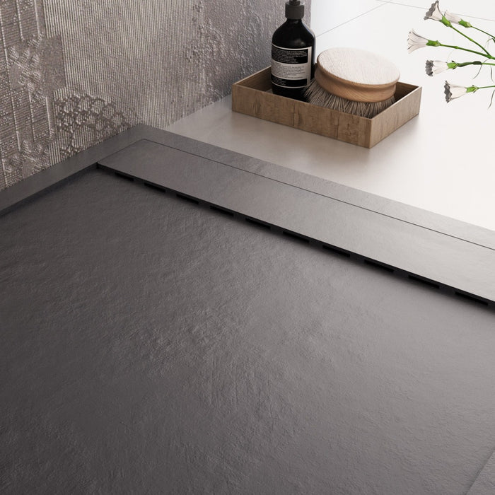 Piatto doccia in marmo resina nero pietra cemento prestige, misura 90x170