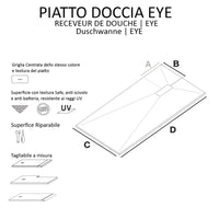 Piatto doccia in marmoresina bianco effetto pietra cemento maka, misura 90x90