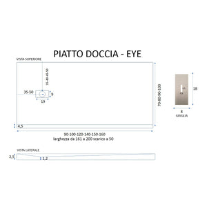 Piatto doccia in marmoresina bianco effetto pietra cemento maka, misura 80x140