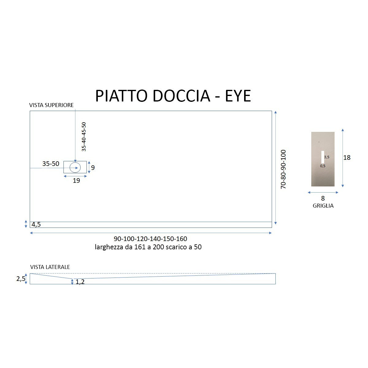 Piatto doccia in marmoresina bianco effetto pietra cemento maka, misura 70x70