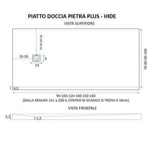 Piatto doccia in marmoresina bianco effetto pietra cemento passion, misura 90x200