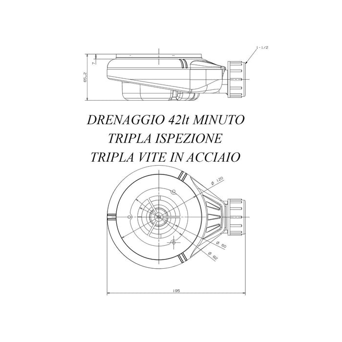 Piatto doccia bianco con scarico laterale griglia inox e piletta star relax, misura 80x100