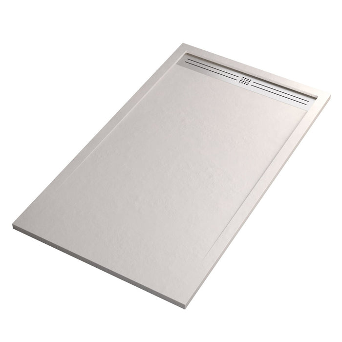 Piatto doccia bianco con scarico laterale griglia inox e piletta star relax, misura 80x120