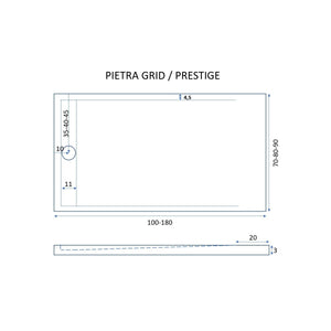 Piatto doccia in marmoresina tortora effetto pietra cemento prestige, misura 80x190