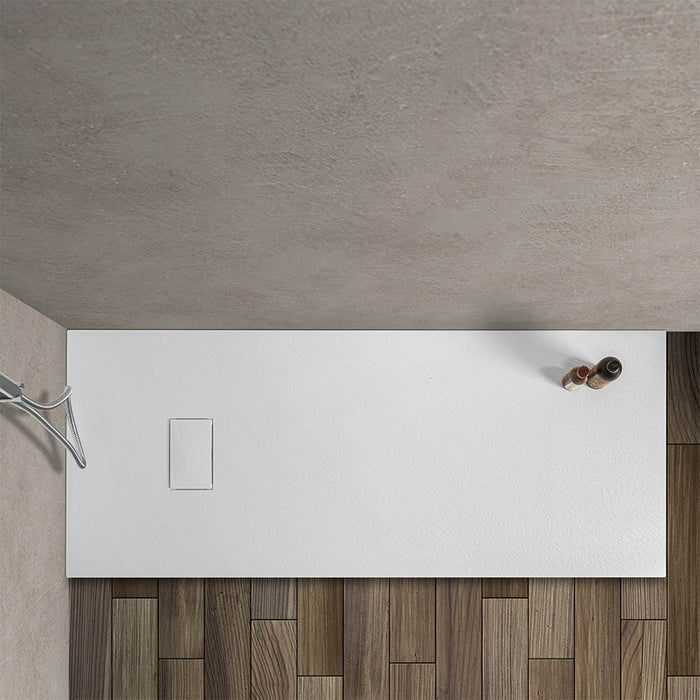 Piatto doccia in resina 80x180 cm Bianco effetto pietra AgorÃ 