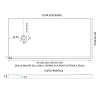 Piatto doccia mineralmarmo antracite modello roma, dimensioni 80x90