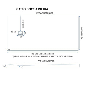 Piatto doccia mineralmarmo ardesia effetto pietra antracite, dimensioni 100x200