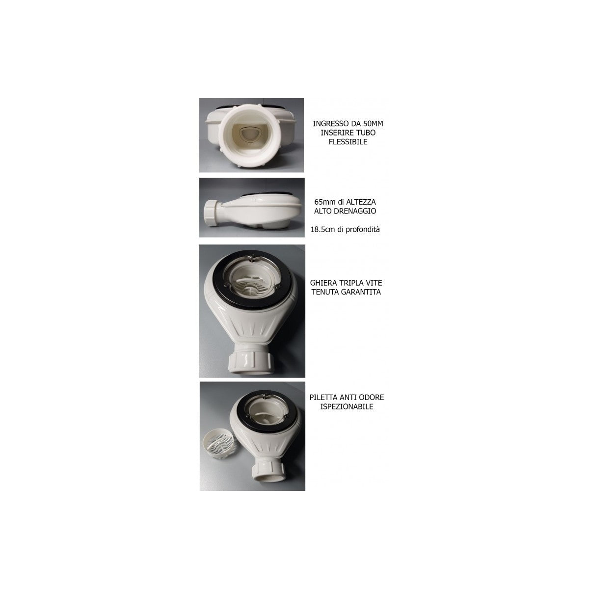 Piatto doccia mineralmarmo ardesia effetto pietra antracite, dimensioni 75x200