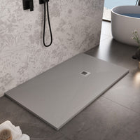 Piatto doccia mineralmarmo ardesia effetto pietra grigio chiaro, dimensioni 75x150