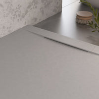 Piatto doccia mineralmarmo effetto pietra grigio chiaro venice, dimensioni 80x180