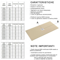 Piatto doccia mineralmarmo effetto pietra made in italy scarico centrale colore antracite modello amalfi, dimensioni