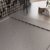 Piatto doccia mineralmarmo griglia laterale grigio chiaro unique, dimensioni 70x170