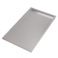 Piatto doccia mineralmarmo griglia laterale inox grigio chiaro moon, dimensioni 70x160