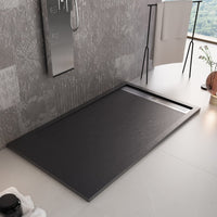 Piatto doccia mineralmarmo griglia laterale inox nero moon, dimensioni 90x120