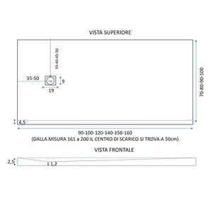 Piatto doccia mineralmarmo sabbia modello roma, dimensioni 70x120