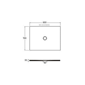 Piatto doccia porcellana bianco cotone opaco h3cm flat, dimensioni 170x70