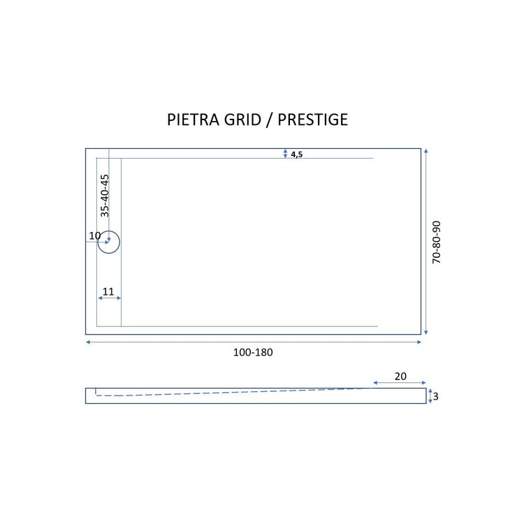 Piatto doccia in marmoresina sabbia effetto pietra cemento prestige, misura 90x150