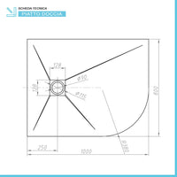 Piatto doccia resina 80x100 semicircolare sinistro bianco pietra filo pavimento Loren