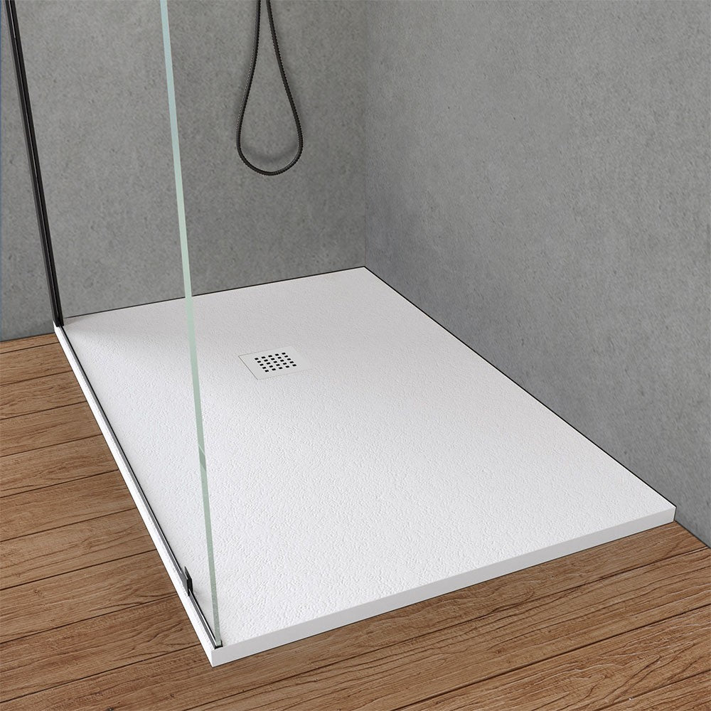 Piatto doccia resina 90x120 bianco pietra riducibile su misura ultra slim Loren