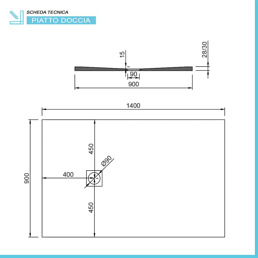 Piatto doccia resina 90x140 bianco effetto pietra filo pavimento Loren