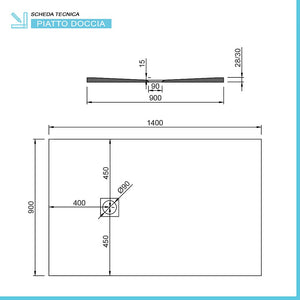 Piatto doccia resina 90x140 bianco effetto pietra filo pavimento Loren